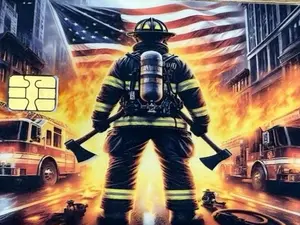 American Hero Firefighter Credit Debit Card Skin Anime Design Vinyl Decal Sticker High Adhesive Custom Decal for All Ages Durable Waterproof Stickers
