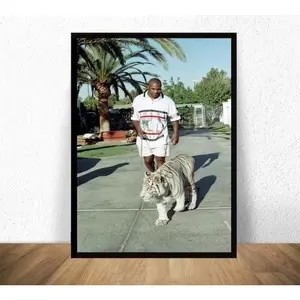 [Sale off up to 65%][Free Ship][No Frame] Mike Tyson With Tiger Poster, Wall Art Painting Print_1