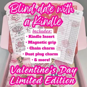 Valentine's Day Limited Edition Blind Date with a Kindle Bundle | Includes Holographic Insert, Magnetic Grip, Dust Plug Charm, Hanging Chain Charm & More