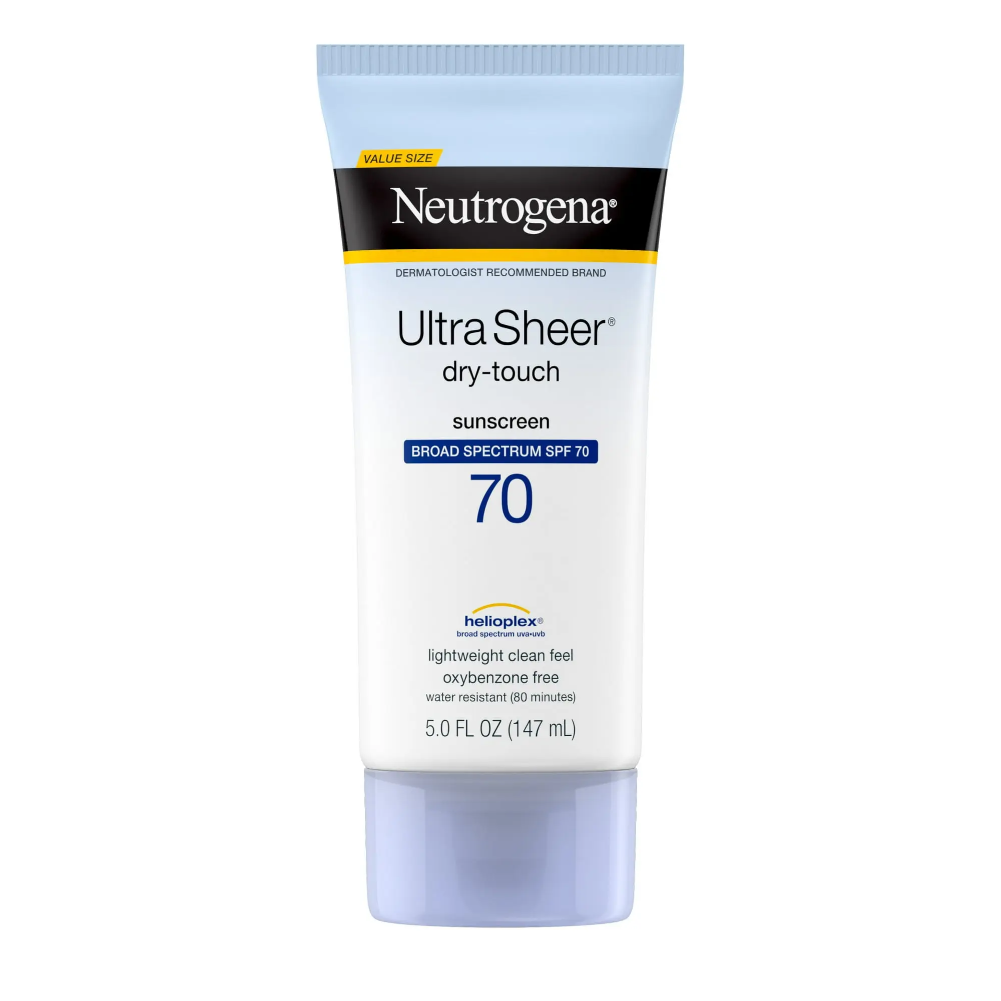 Neutrogena Ultra Sheer Dry-Touch SPF 70 Sunscreen Lotion 5 fl oz - Lightweight, Fast-Absorbing Formula for All Skin Tones Matte Skin Repair