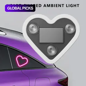 Solar Rechargeable Heart-Shaped Car Window LED Ambient Light, Auto Sensing Multi-Color RGB Decorative Lamp, Create Romantic Atmosphere, Interior Car Lights