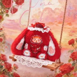 MIGO Rose Tea Party 600%  Plush doll Box，Bunny Plush Dolls，Soft Furry Collectibles，Backpack or clothing decoration，Stuffed Animal