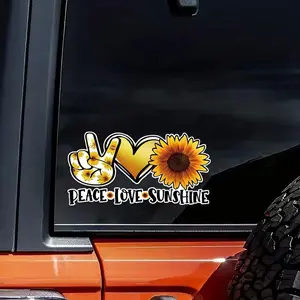Sunflower & Peace Love Pattern Car Sticker, Car Bumper Waterproof Sticker, Decorative Sticker Suitable For Laptops, Windows, Walls, Car Decals, Car Decoration