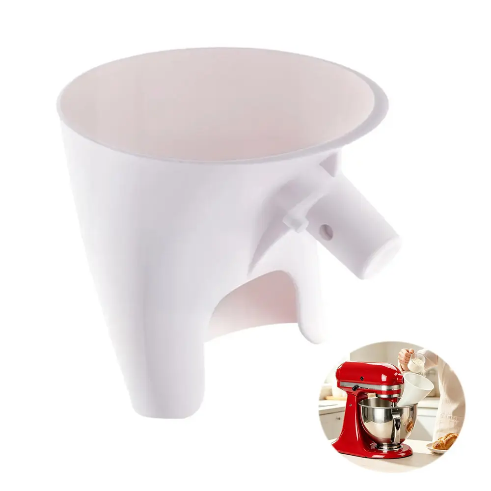 Wide Mouth Flour Funnel for 4.5-5 Qt Tilt-Head Stand Mixer (KSM150), Secure-Locking Anti-Splash Pouring Chute, Mess-Free Home Baking Supply Tool