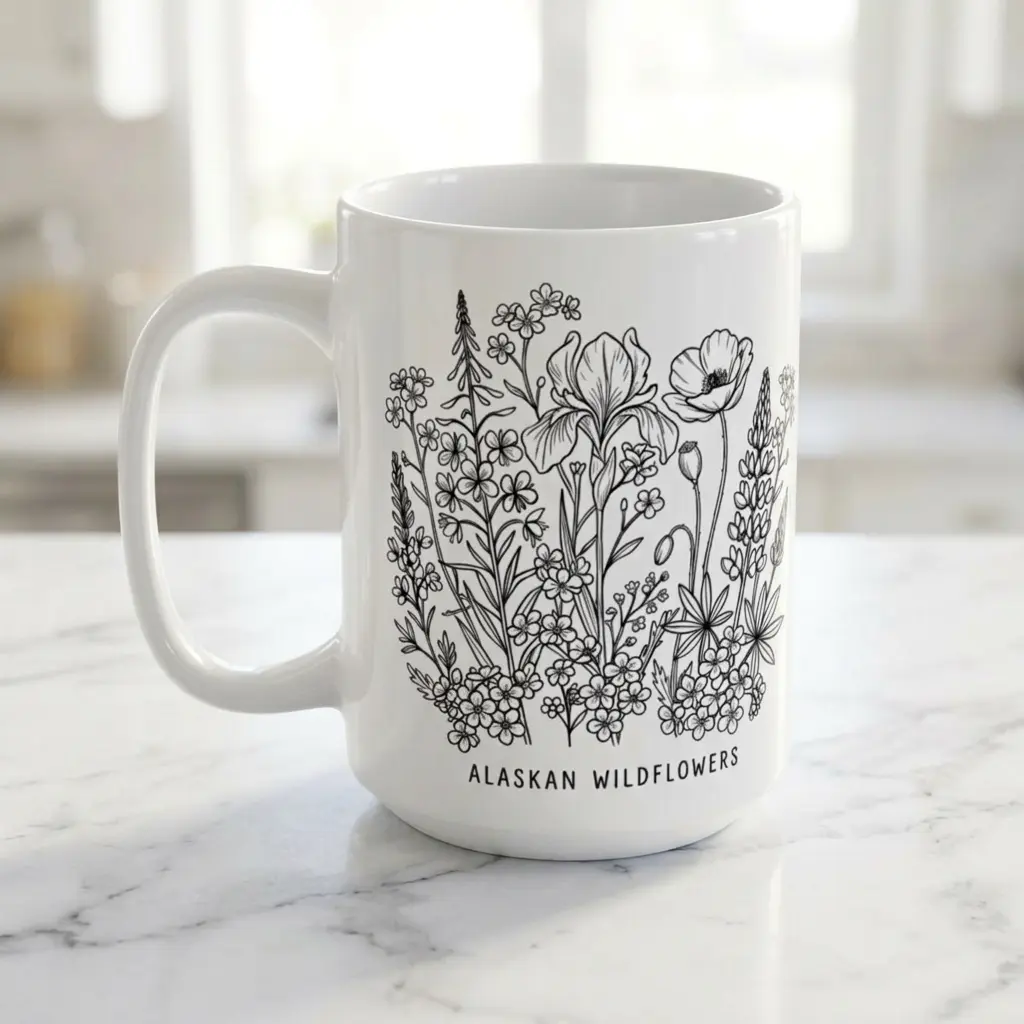15 oz Alaskan Wildflowers Ceramic Mug