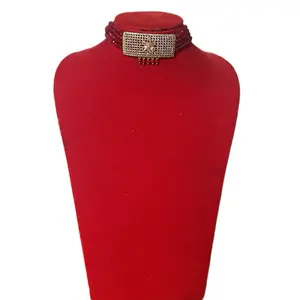 Traditional Nepali AD Red Choker with Sparkling Gold Accent Jewelry Accessory