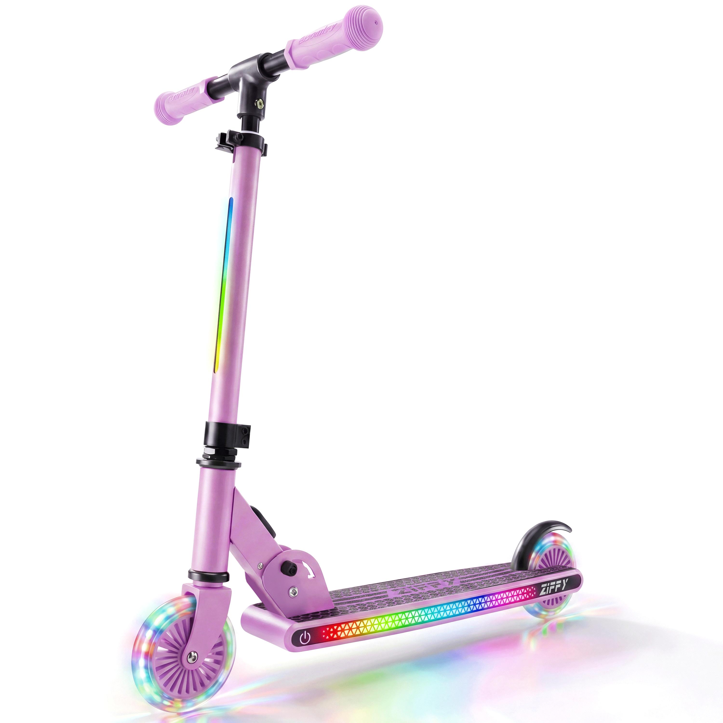 JOVA Light Up Scooter for Kids 3-12, 2 Wheel Foldable Kids Kick Scooter, 3 Adjustable Height, ABEC-7 Bearing with 4'' PU Wheels, Rear Foot Brake, Gift for Boys& Girls, Pink/green (Up to 110lb) JOVA Light Up Scooter for Kids 3-12, 2 Wheel Foldable Kids Kick Scooter, 3 Adjustable Height, ABEC-7 Bearing with 4'' PU Wheels, Rear Foot Brake, Gift for Boys& Girls, Pink/green (Up to 110lb)