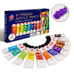TBC The Best Crafts Acrylic Paint Set, 12 x 0.4fl.oz/12ml Tues Acrylic Paint, Rich Colors, Non Toxic Paint for Rock, Paper, Canvas,Beginners,back to shcool outdoorfun