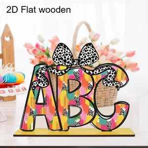 Wooden Letter Sign, 1 Count/5 Counts Colorful Letter Pattern Desktop Ornament, Home Decor for Living Room Bedroom Dining Room