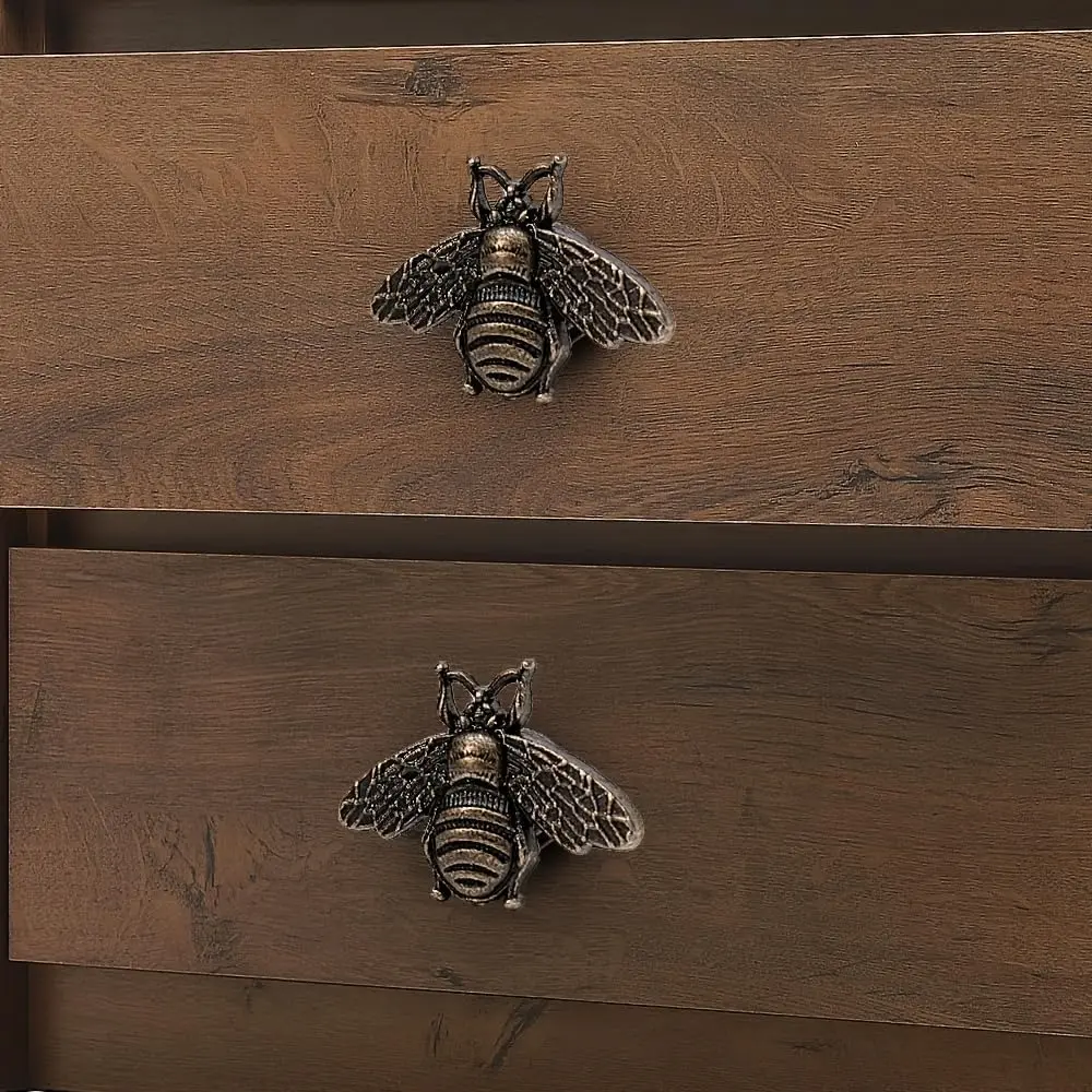 10Pcs Vintage Bee-Shaped Metal Cabinet Knobs, Easy-Install Door Hardware, Retro Honeycomb Strip Drawer Pulls, Enhances Furniture Aesthetic for Kitchen Cupboards Home Improvement