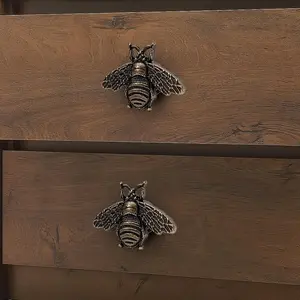 Vintage Bee Design Cabinet Knobs, Zinc Alloy Drawer Pulls, 10Pcs Stylish Metal Bee Shaped Knobs Vintage Knobs , Retro Honeycomb Style Strip Hardware for Home Decor and Kitchen Cupboard
