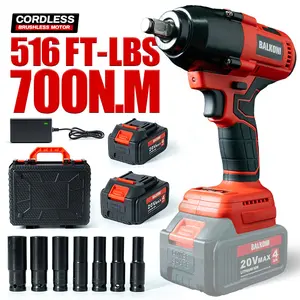 BALKONI Cordless Dual-Purpose Impact Wrench 20V 700N.m 516 Ft-lbs 1/2 Inch Brushless Motor with 2 Batteries & Charger for Home Car Tires Truck Mower Power Tool