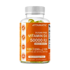 Vitamatic Sugar Free Vitamin D3 50,000 IU Weekly Supplement - 120 Pectin Based Gummies