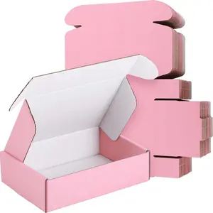 Spakon 50 Packs Shipping Boxes Cardboard Corrugated Mailer Packaging Boxes for Small Business Cute Small Box Cardboard Carton Box Mailers for Packaging Product(Pink,6 x 4 x 1.6 Inches)