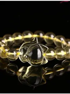 Original stone big head yellow crystal fox bracelet, women's red rope woven bracelet, men's yellow crystal jewelry gift, suitable for parties, daily gifts