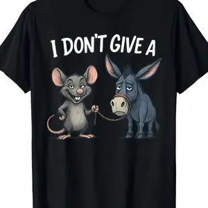 "I Don't Care About Mouse-Donkey Jokes - Satirical Office Theme Crew Neck T-Shirt, Stylish Design for Fashion Enthusiasts, Casual Comfortable Wear for Summer, Spring, Autumn, and Everyday Use"