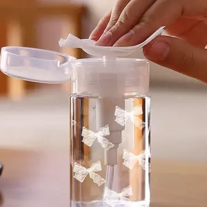 Bow Tie Pattern Clear Pet Refillable Travel Bottle, Makeup Remover Dispenser, Plastic Dispensing Bottle With 3.38oz/6.76oz Portable Pump Dispenser For Toner And Makeup Remover, Dome Design, Hand Wash Only, Reusable, Storage Bottles