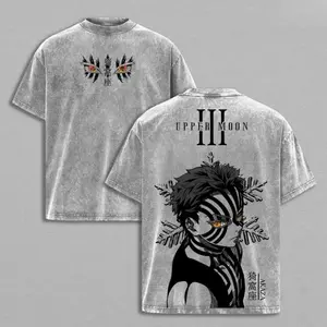 Akaza Upper Rank 3 Graphic Tee, Vintage Washed Oversized Shirt, Manga Villain Demon Slayer Cotton T-Shirt japanese anime tee Top Womenswear Crewneck Polyester Garments Unisex Clothes ApparelDemon Slayer anime merchandise