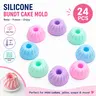 24-Pack Food Grade Silicone Pumpkin Baking Cups - 12 Large & 12 Small 3D Circular Pumpkin Molds, Colorful Chemical-Free Anti-Adhesive Baking Pan Muffin Cupcake Tins & Moulds, Reusable Durable Bakeware for Fall Holiday Parties, DIY Ice Cream