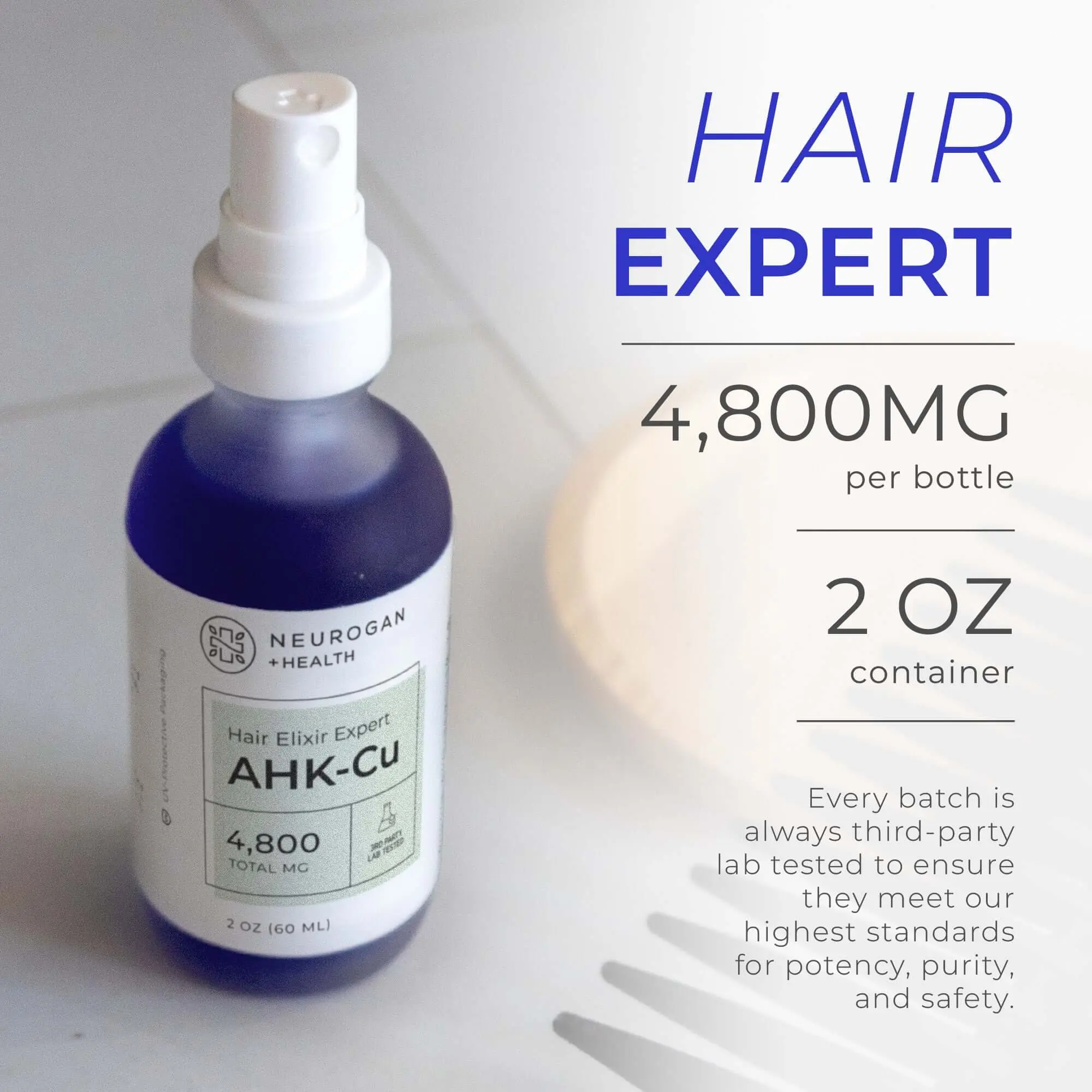 Neurogan Health AHK-Cu Hair Elixir Serum | 4,800 mg, 2 oz / 60 mL