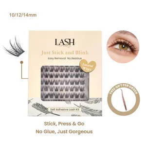 Lashterally Natural Wispy Self-adhesive Lash Clusters Kit Pre-glued Eyelashes Cluster Easy Apply Easy Removal 10mm/12mm/14mm 90 Clusters Makeup Cosmetic Flawless
