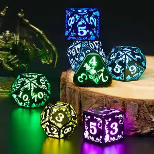 Light up LED Dice Set D and D Rechargeable for Dungeons n Dragons RGB DND Dice with Charging Box 7-Color Polyhedral Role Playing Dice for DND Gifts RPG Tabletop Games (Rose RGB)