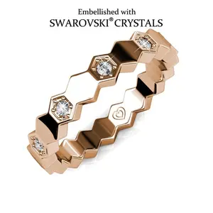 Crystal Honeycomb Chunky Band Ring - High-Quality Unisex Fashion Finger Jewelry for Couples, Party Occasions (Crystal Rings), Chunky Band Rings