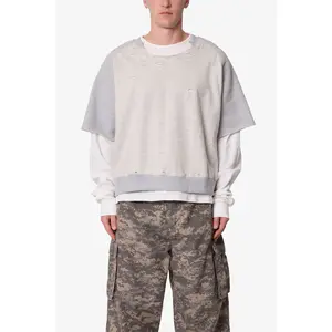 mnml Layered Thermal Raglan Sweater - Heather Grey