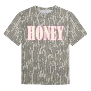 Honey Washed Bottomland Camo Shirt, Vintage Outdoor Graphic Tee, Casual Hunting Style