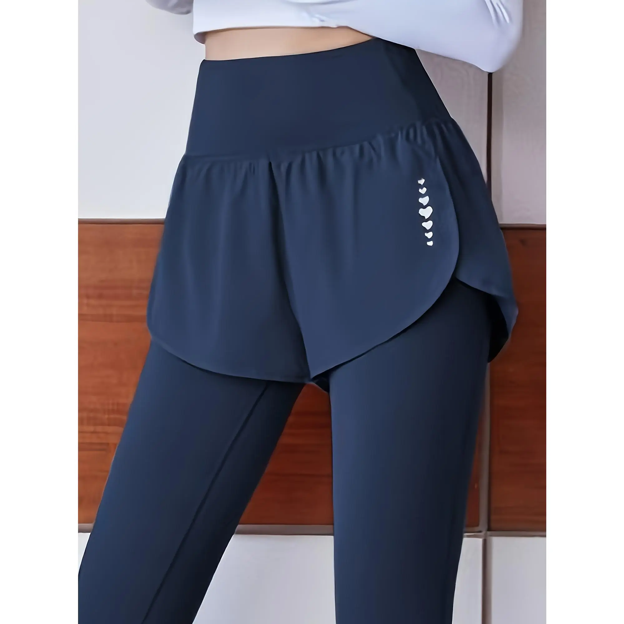 Women'S High Waist 2-in-1 Yoga Fitness Leggings, Quick Dry Booty Lift Running Leggings, Sports Sportswear, Compression Moisture Wicking Casual Leggings, Fall Winter Skirt