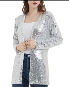 SILVER SEQUIN "BREAKAWAY" CARDIGAN FULLY LINED | SMALL ONLY | Charlotte's Classy Closet