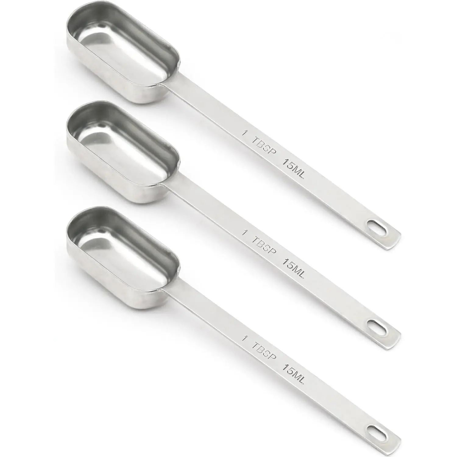 3PCS 1tbsp (3tsp  15ml 1/2oz) Single Measuring Spoon Stainless Steel Long Handle Individual Teaspoons Only