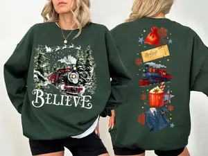 Polar Express 2 Sides Sweatshirt, Polar Express Believe Movie Shirt, Retro 90s Christmas Movies Tee, Christmas Sweatshirt, Christmas Gift