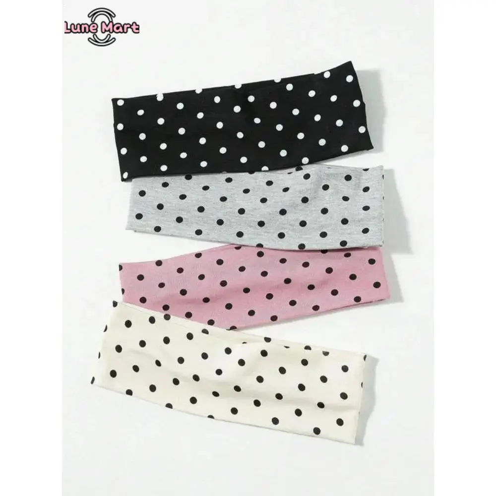 4-Pack Polka Dot Pattern Hair Band Casual Simple Hair Accessories for Women & Girls Minimalist Headwear Suitable for Thick Hair
