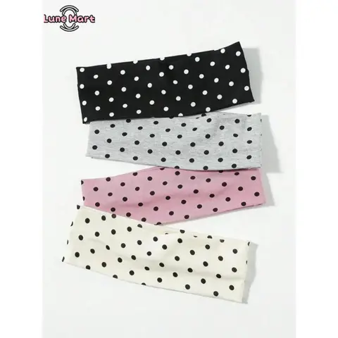 Women's 4-Pack Polka Dot Hairband Set, Chic Headbands for Thick Hair, Feminine Items for Adults, Minimalist Casual Hair Accessories for Hairstyling, Cute Gifts for Women
