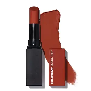 Lipstick, ColorStay Suede Ink, Built-in Primer, Infused with Vitamin E, Waterproof, Smudge-proof, Matte Color, 006 In The Money, 0.09 oz.