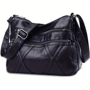 Gladdon Vegan Leather Crossbody Bag for Women - Lightweight Small Purse with Multiple Pockets, Adjustable Strap & Snap Closure, 9.8x7.9x3.5 Inch, Black, for Travel, Work, Gym, Crossbody Purse, Everyday Carry, Sleek Design, Durable Construction, Compact Ha