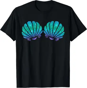 Mermaid Sea Shell Bra Costume Graphic Print Shortsleeve Cotton T-Shirt