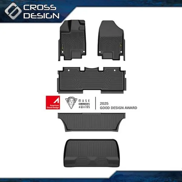 CROSSDESIGN TPE Car Floor & Cargo Mats - TPE Material, Waterproof Groove, Durable All-Weather, Comfortable Touch, Precise Fit Dust Mats & Interior Car Accessories for 2018-2025 Honda Odyssey