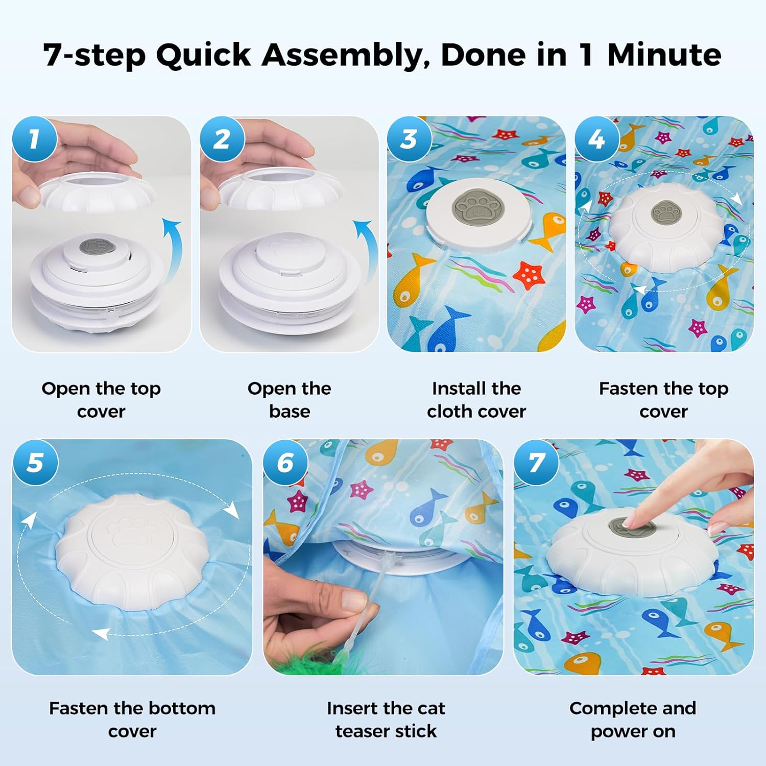 Rechargeable Hide & Seek Cat Toy – Interactive Kitten Toy with 2 Wands, 3 Modes, 10-Min Auto-Sleep & Realistic Mouse Sounds