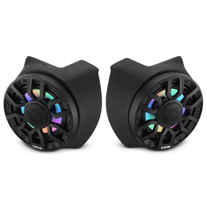 DS18 Rear B-Pillar Glass Fiber Car Audio Setup for Can-Am Maverick X3 - Rear B-Pillar Speaker Kit with 2 6.5in 4-Ohm Stereo Speakers, UV Protection LED Lights, Integrated Digital LEDs, 45Hz-20kHz Range, 5 Core OFC, Specified Weight Config, Sealed