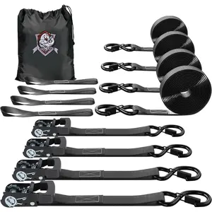 4-Pack 1" x 15ft Ratchet Straps with S Hooks, 1800 lbs Break Strength, Heavy Duty Tie Down Straps for , , Cargo, 4PK Loops, Black