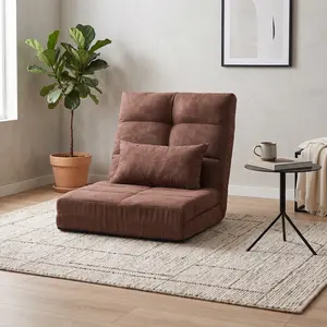 Triple Fold Down Convertible Floor Sofa Bed, 14 Adjustable Positions Gaming Leisure Couch with Throw Pillow Multi-Angle Guest Sleeper