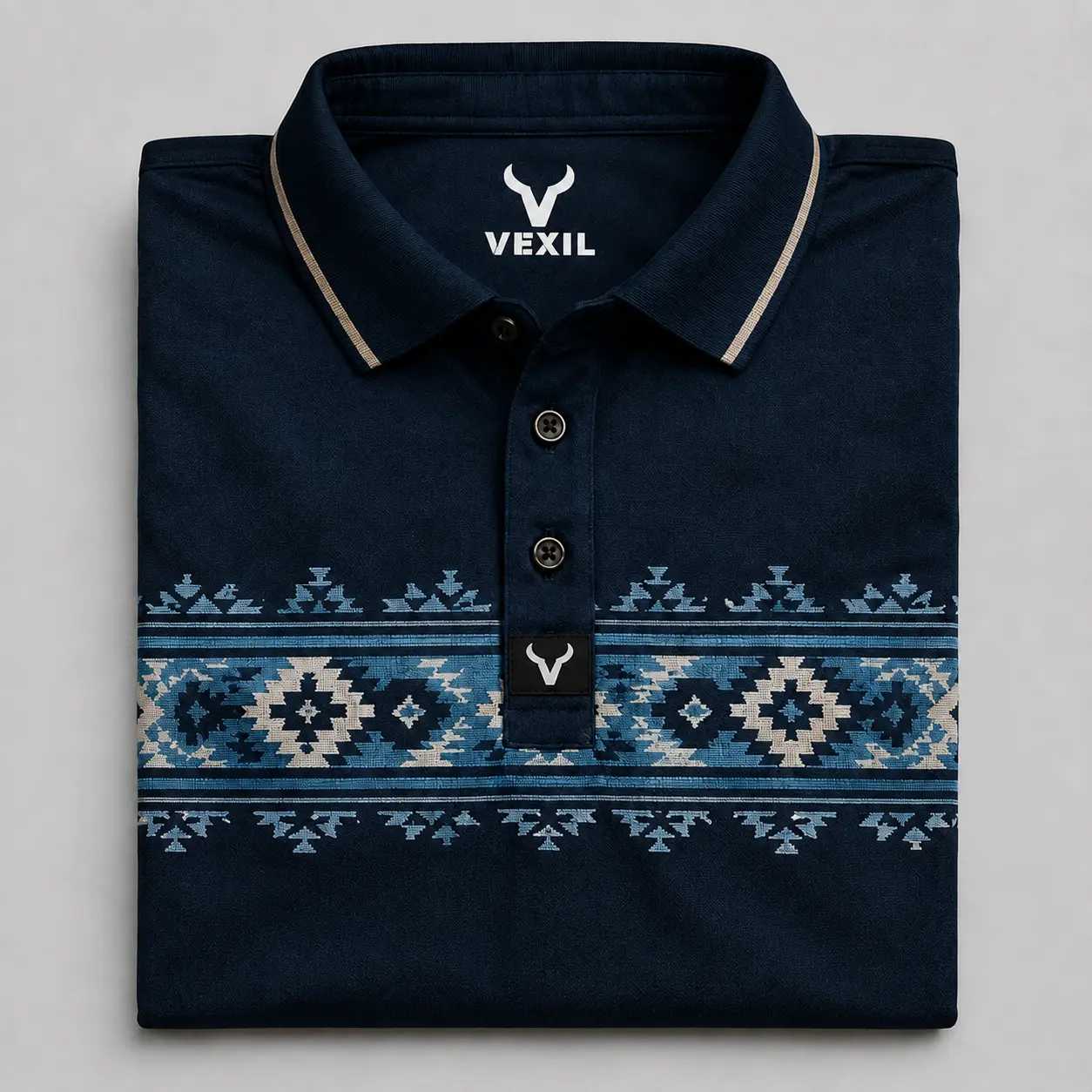 Vexil Brand - Polo - Navy Blue Desert Aztec