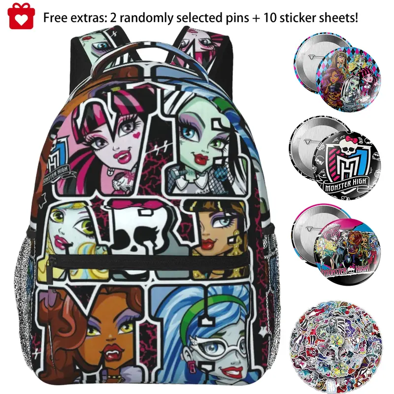 Monster high Laptop Backpack for Women Monster high dolls Multi-Functional Travel Daypack, Monster high doll College Backpack for Work, Commuting, Outdoor Hiking & Weekend Trips