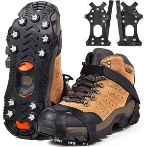 Crampons Ice Cleats for Shoes and Boots Silicone Stainless Steel Grippers Shoe Spikes Grips Traction for Ice Snow Winter Hiking Climbing Ice Fishing