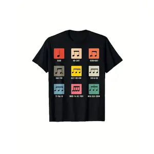 clothing merch flash sale Men's Vintage Classical Music T-Shirt - Mozart Beethoven Bach Composers Short Sleeve Tee, Retro Musical Notes Design for Concerts, Casual Attire & Music Lovers Gift