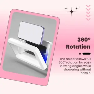 360° Rotating Bathroom Phone Case, Wall Mounted Shower Phone Holder, Waterproof Anti-fog Phone Support Stand For Bathroom Toilet Protective Smartphone Cellphone Protection