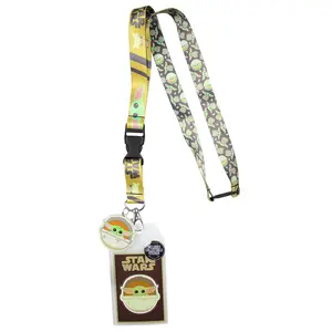 Star Wars The Mandalorian The Child Lanyard ID Holder with Rubber Charm and Collectible Sticker