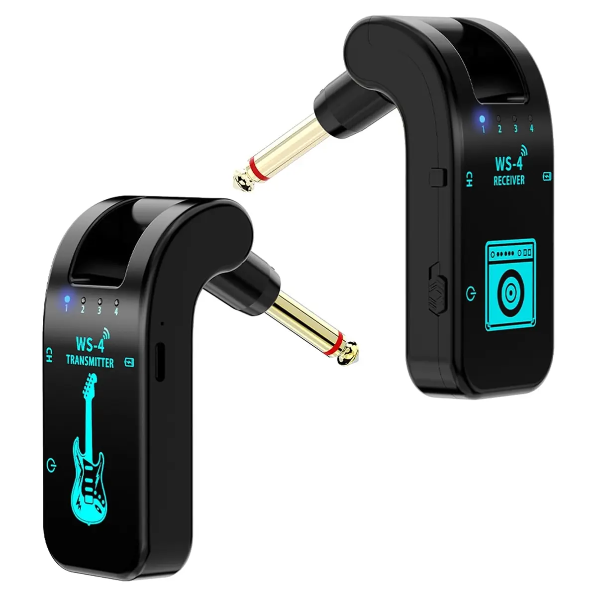 Ws-4 Wireless Guitar Receiver Transmitter, Audio Transmission, Lithium Battery Included, Compact Size 11.5x9.5x4.5 Cm, Portable, Ideal for Electric Guitars